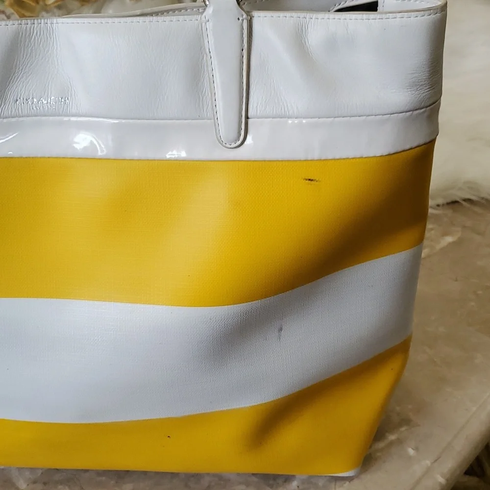 Coach sunburst yellow white stripe shoulder bag - Picture 3 of 16